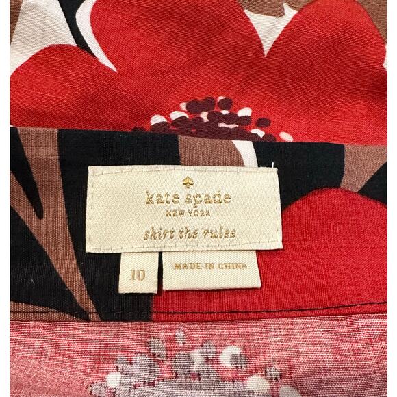 Kate Spade New York Poppy Field Linen Blend Midi Wrap Skirt‎ Women’s Size 10 - Picture 5 of 7